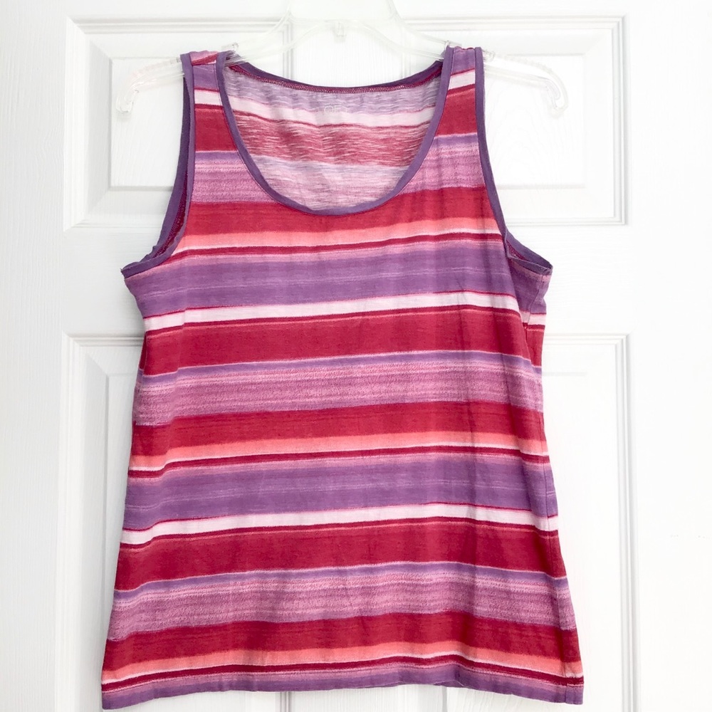 LOFT Striped Pink Purple Tank Top Womens size Small